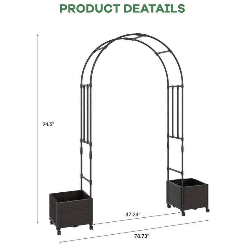 Outdoor Metal Wedding Arch Flowers Frame Backdrop Stand for Plant Climbing, Span 47.2"