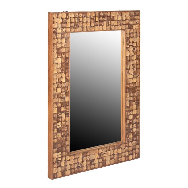 Milo Coconut Shell Rectangular Wall Mirror by East at Main