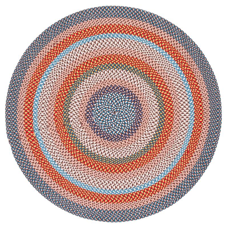 SAFAVIEH Handmade Braided Chisa Washable Indoor/Outdoor Rug - Weather Resistant & Easy Cleaning - Rust/Multi - 5' Round