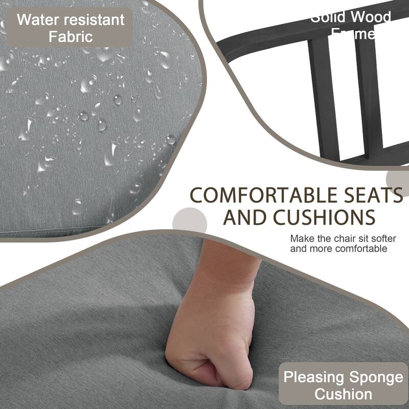 2 Set Patio Teak Wood Outdoor Chair with Cushions