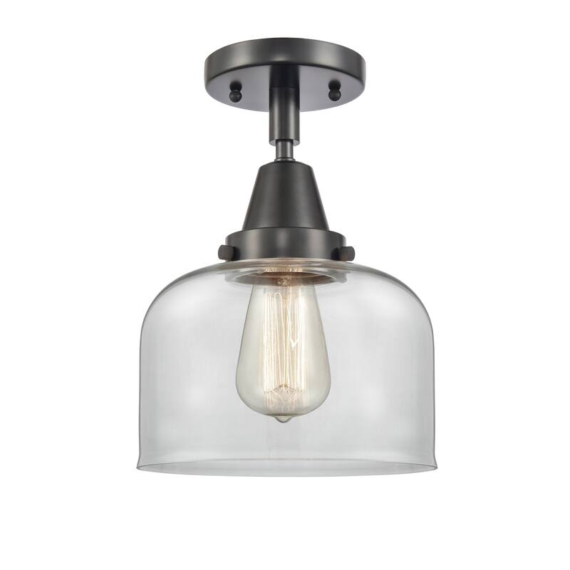 Innovations Lighting Caden Bell - 1 Light 8" Flush Mount - Clear/Matte Black