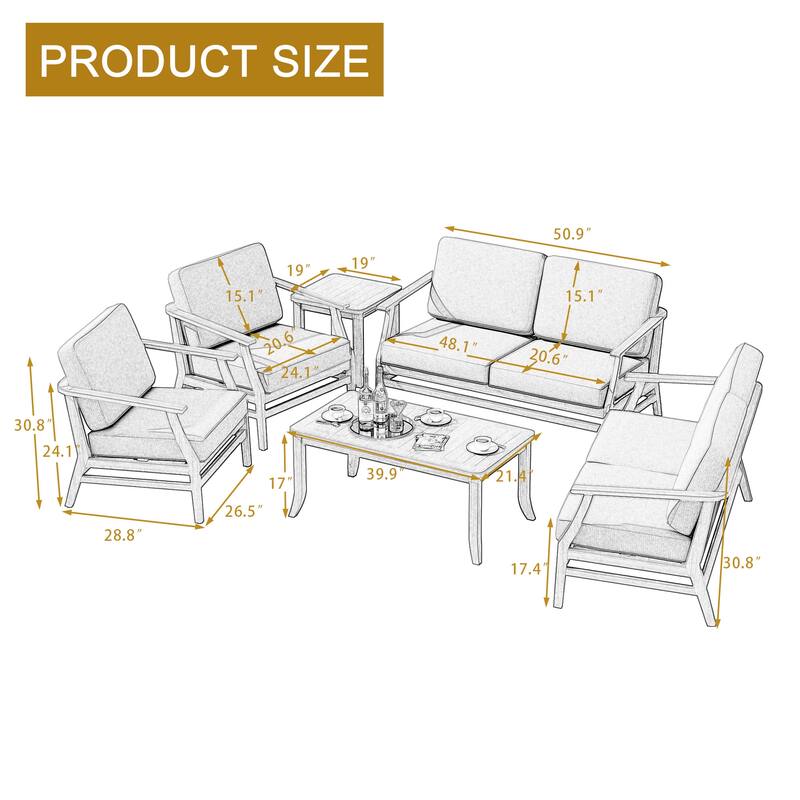 Large Outdoor Conversation Set with Patio Chairs, Loveseat, Tables
