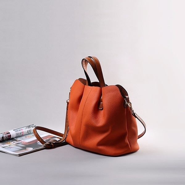 Fashion Fold Leather Handbag Shoulder Bag Mobile Messenger Bag