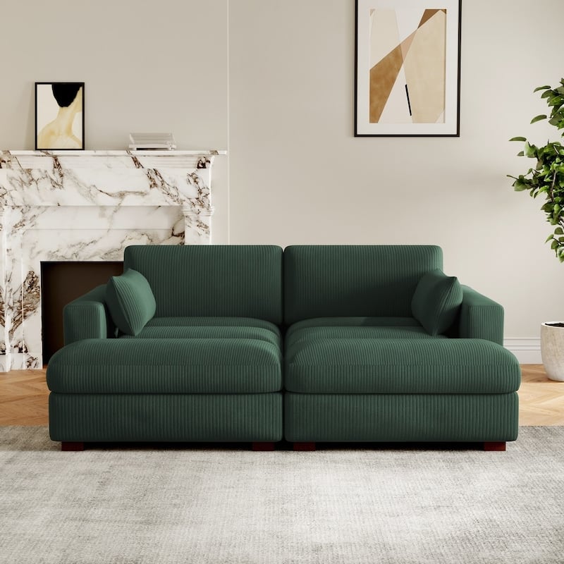 84" Corduroy Modular Sectional Sofa Couch for Living Room - 84" W