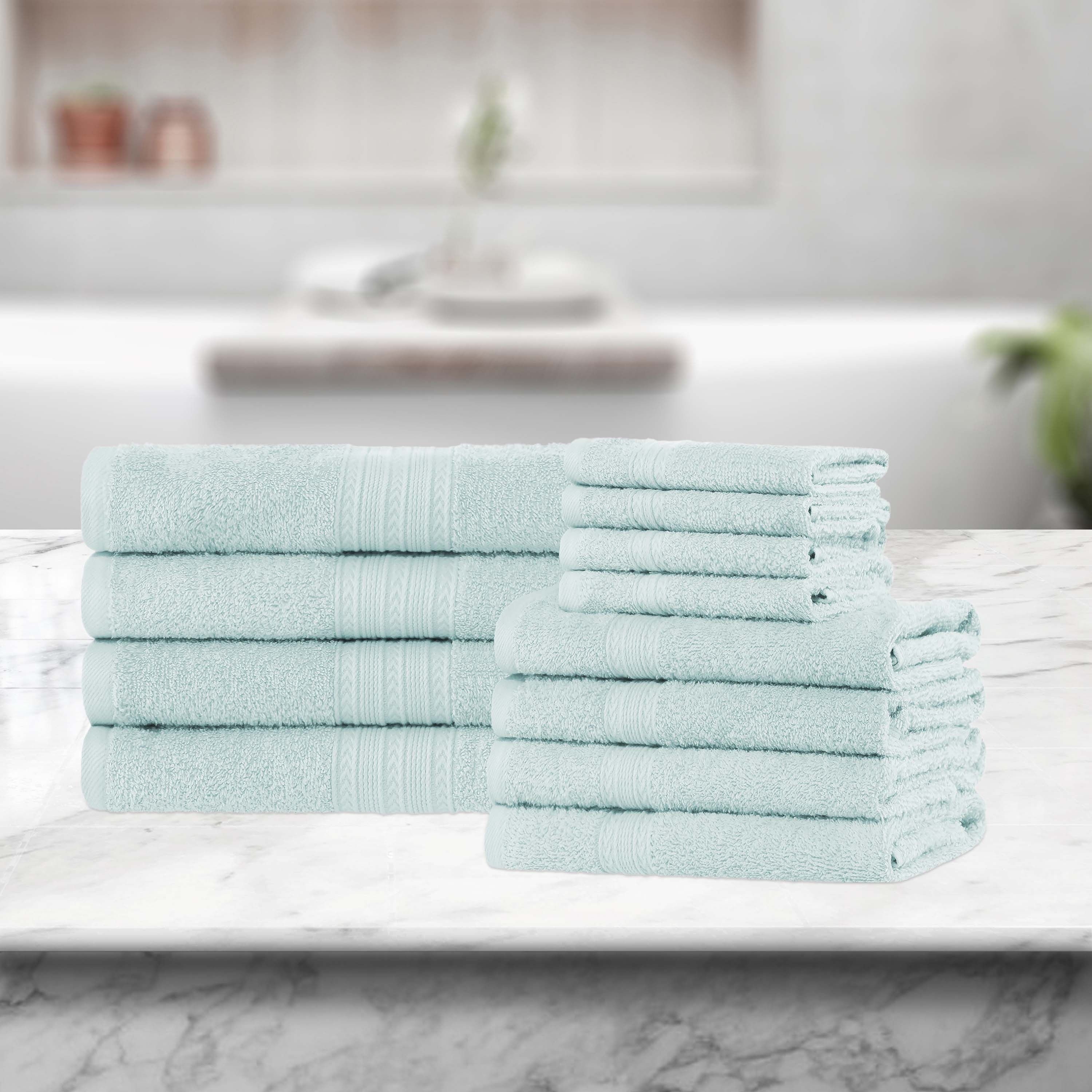 Superior Eco-Friendly Ringspun Cotton 12-pc. Towel Set Turquoise 12 Piece Set