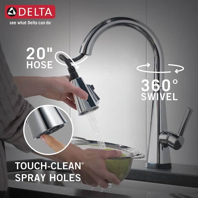 Delta Lenta Pull-Down Kitchen Faucet with On/Off Touch Activation,