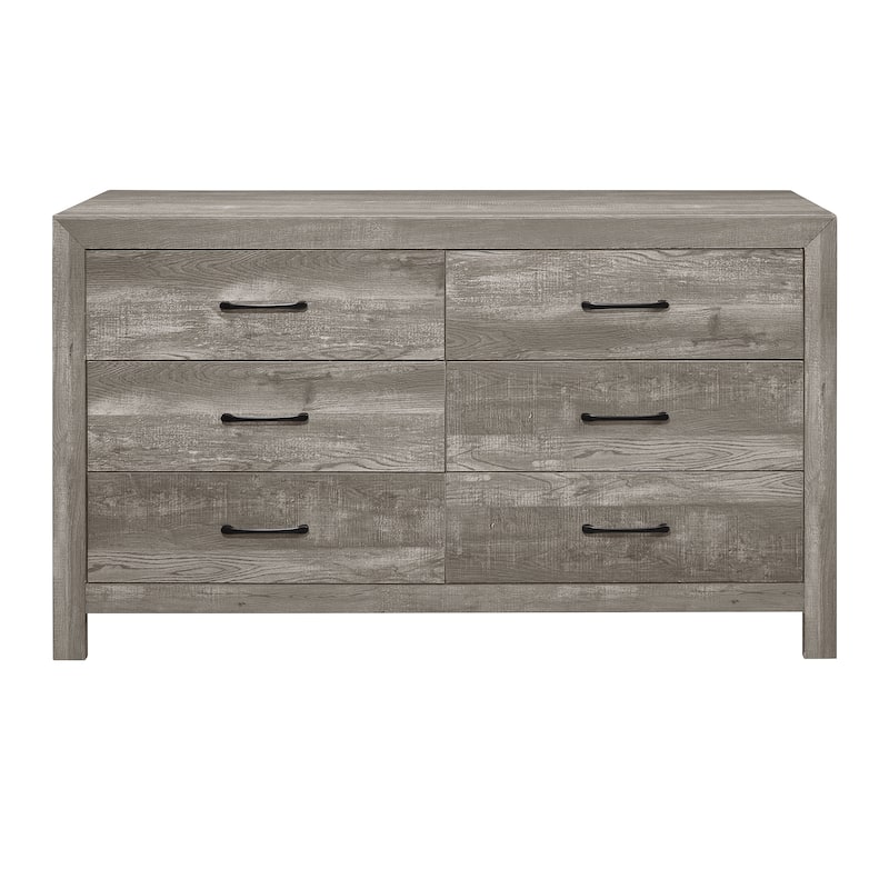 Dresser of 6x Drawers Wooden Bedroom Furniture - Gray