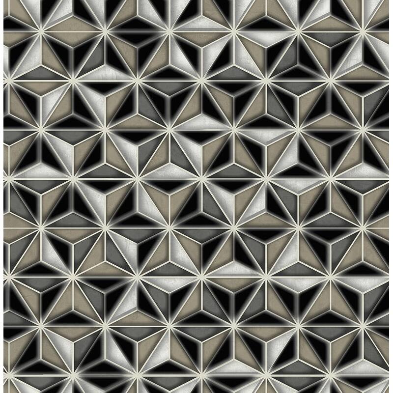 Seabrook Designs Einstein Geometric Unpasted Wallpaper - 20.5 in. W x 33 ft. L - Metallic Silver and Black