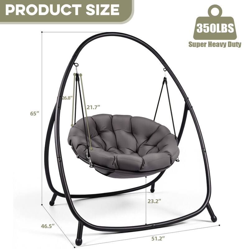 Oversized Hanging Egg Chair with Stand - Grey