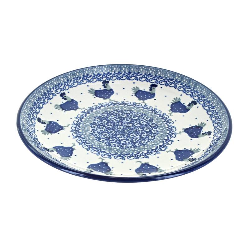 Blue Rose Polish Pottery Ceramika Artystyczna Dessert Plate - Barnyard Rooster