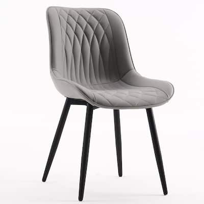 Modern Faux Leather Dining Chairs Set of 2, Armless Kitchen Chairs with Metal Legs