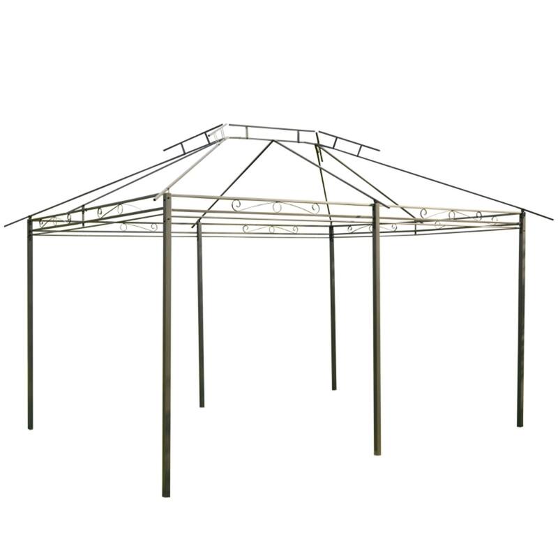 Extra Large Two Tier Canopy Gazebo in Sage Gray with Powder Coated Steel Frame and PA Coated Polyester Canopy