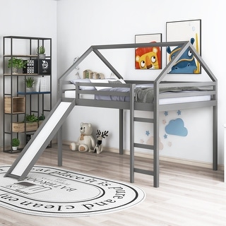 L-Shaped Twin over Full Bunk Bed and Twin Size Loft Bed - Built-in Desk and Safety Guardrail - Kids' Furniture
