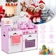 preview thumbnail 3 of 5, Kids Wooden Kitchen Toy Strawberry Pretend Cooking Playset - 23.6" x 11.6" x 24.4" (L x W x H)
