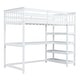 preview thumbnail 50 of 82, Space-Saving Loft Bed with Storage Shelves and Desk, Solid Wood Loft Bed Frame with Ladder and Guardrail for Kids Teens Adults