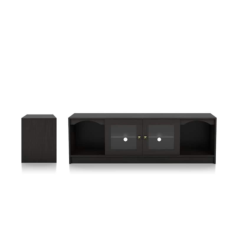 DH BASIC Transitional Espresso 62-inch TV Stand with Storage by Denhour