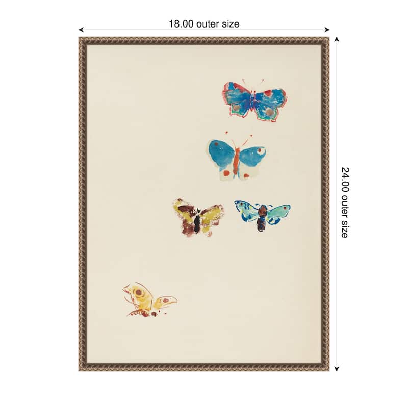 Kate and Laurel Five Butterflies 1912 Odilion Redon by Nostalgia Prints Framed Canvas Wall Art Print