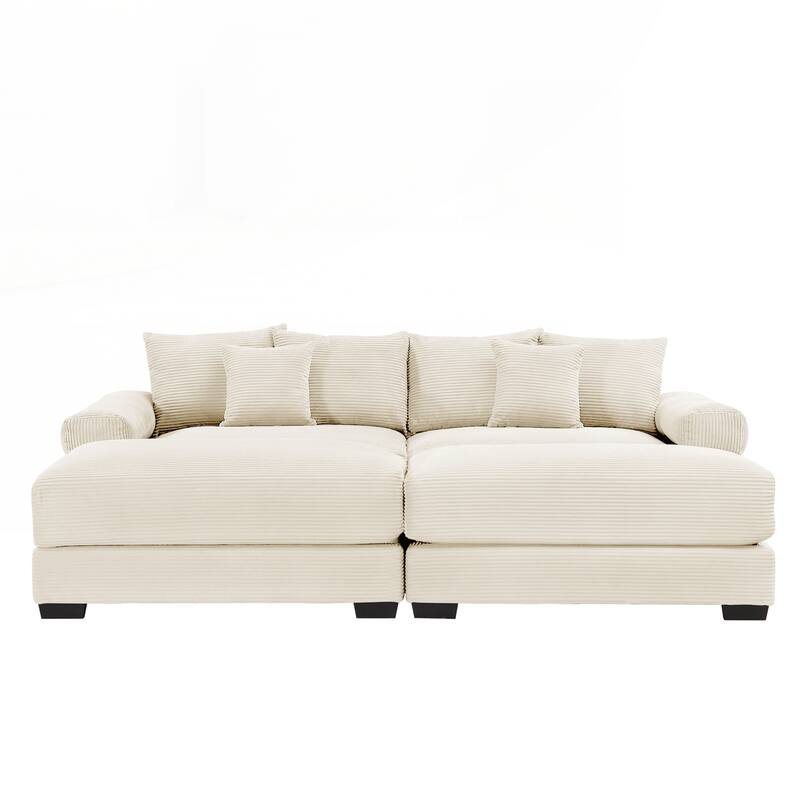 Oversized Cloud Modular Sectional Couch,Corduroy Fabric Extra-Wide Armrests Throw Pillows