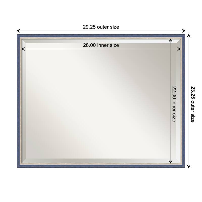 Theo Narrow Beveled Wood Framed Wall Mirror - Theo Blue Narrow - Glass Size 28x22