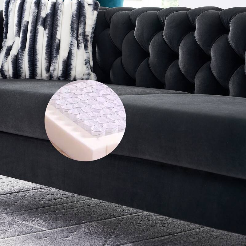 2-seater ButtonTufted Chesterfield Loveseat with 2 Toss Pillows