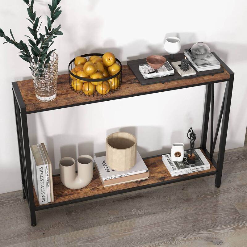 Easy Assembly Modern Sofa Table with Shelf for Entryway