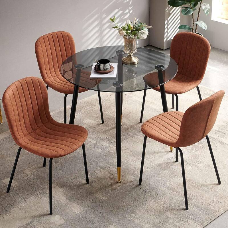 Howtai Upholstered Dining Chairs,Vintage PU Leather Accent Side Chairs