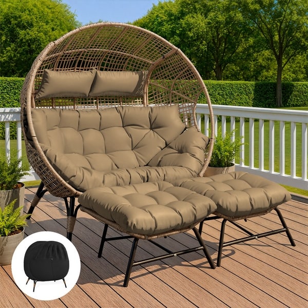 wicker two person patio lounger
