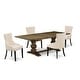 preview thumbnail 20 of 23, East West Furniture Dining Room Set- a Wooden Table and Light Beige Linen Fabric Dining Chairs, (Pieces & Finish Options)