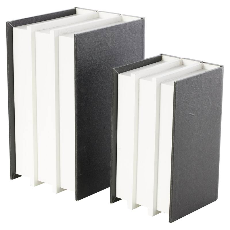Canvas Decorative Box with White Explore, Dream, Discover Text - Set of 2 Black - Roche River Decor