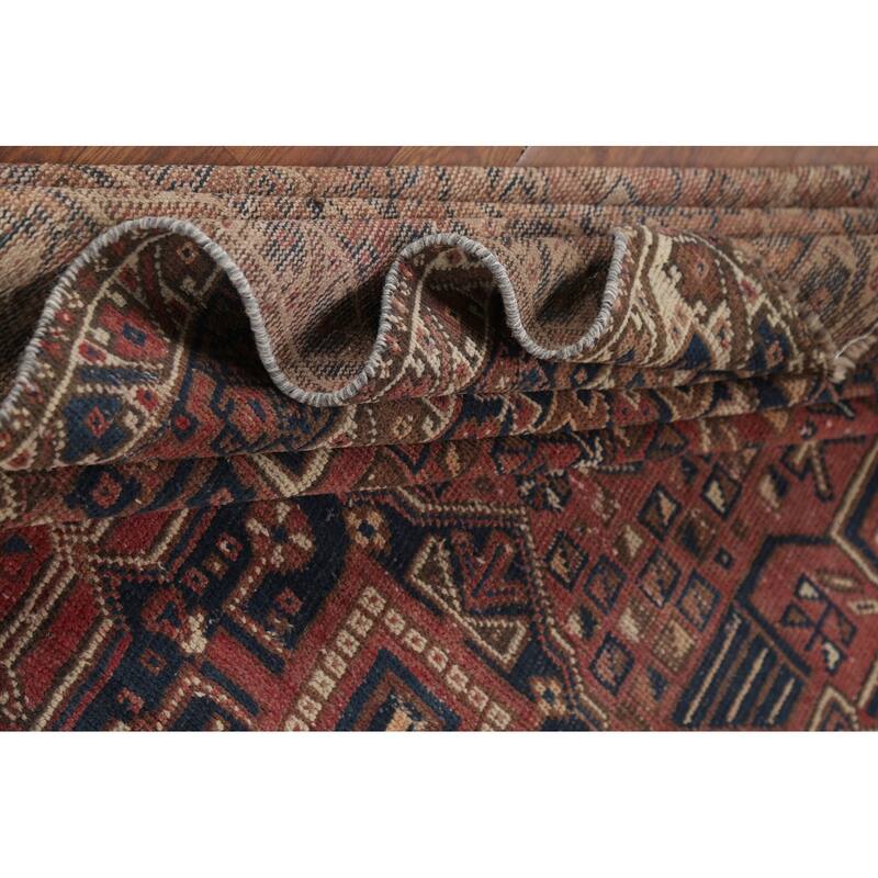 Geometric Sirjan Persian Vintage Area Rug Handmade Wool Carpet - 6'7"x 9'7"