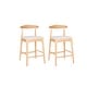 preview thumbnail 16 of 16, Open Back Dining Bar Stools Wood Frame Counter Lounge Chairs Set of 2