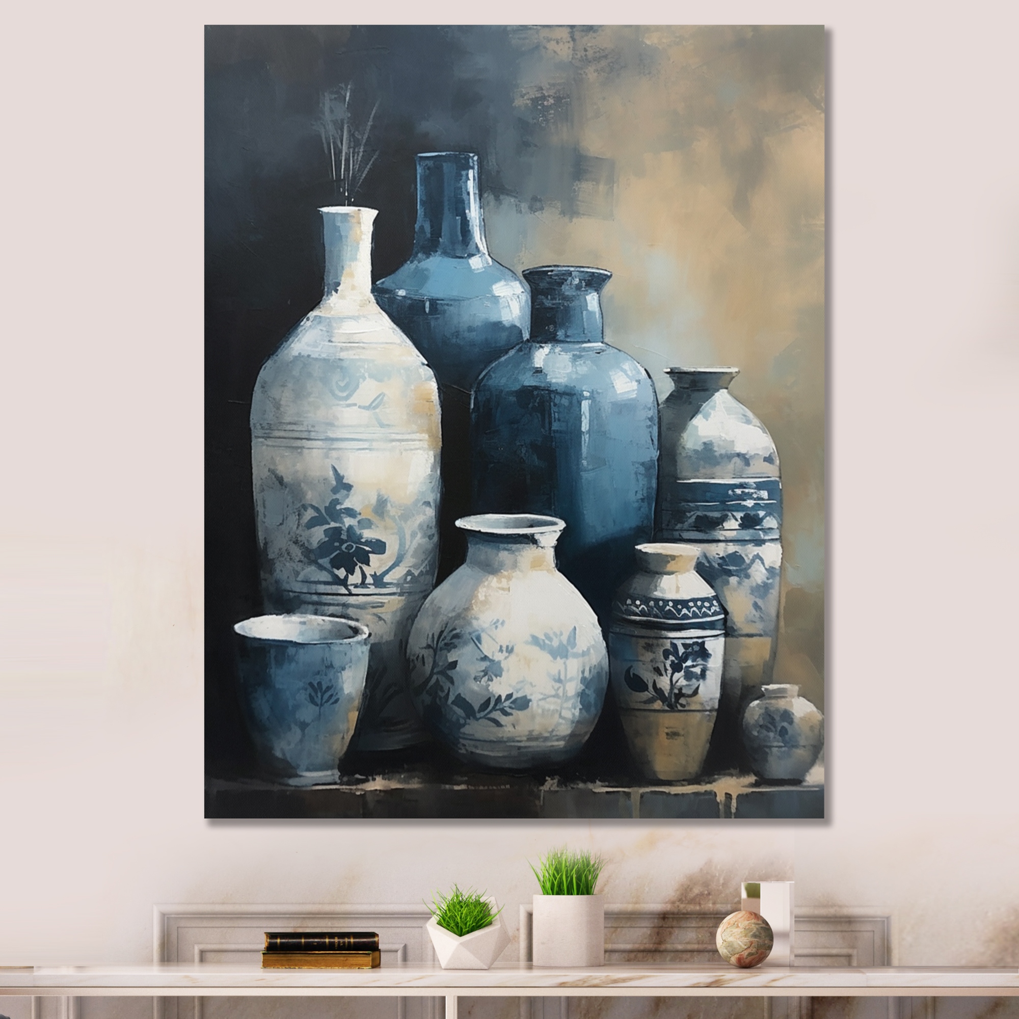 Designart Blue And Cream Bohemian Vibes Pottery Iv Boho Pottery Canvas Wall Art On Sale Bed Bath Beyond 38043304