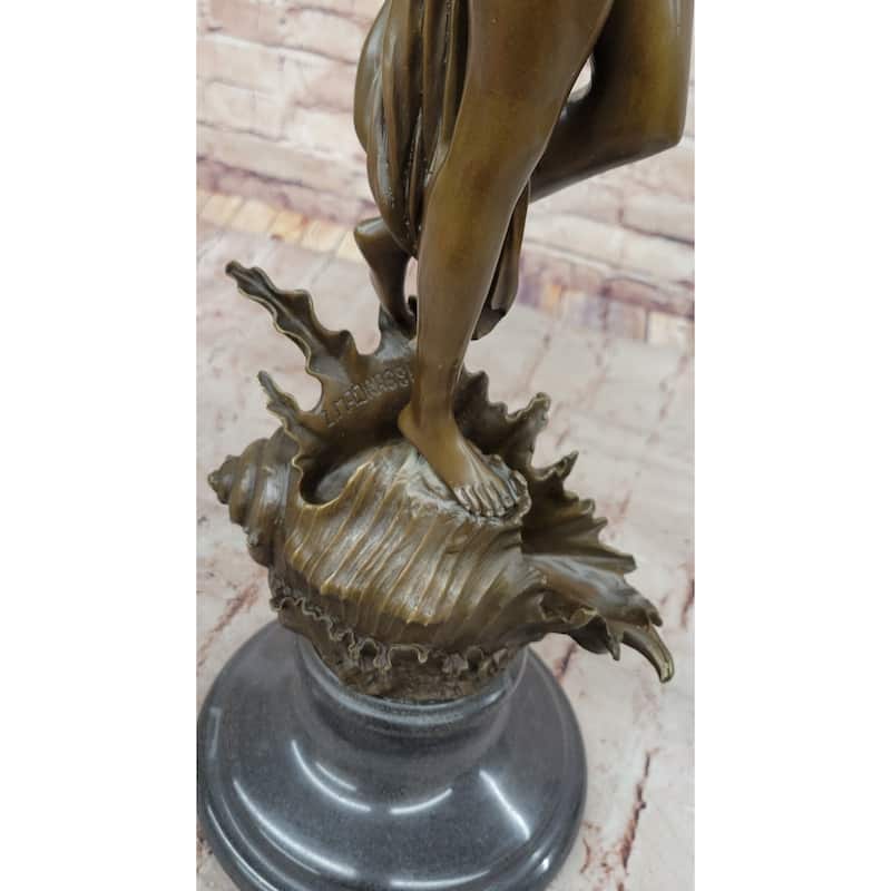 Z. Madri “Venus Emerging From A Conch Shell” – Clical Bronze Sculpture On Marble Base