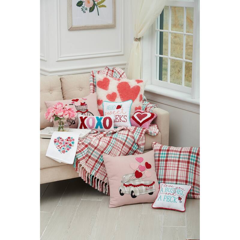18" x 18" Hearts Truck Embroidered Throw Valentine's Day Pillow