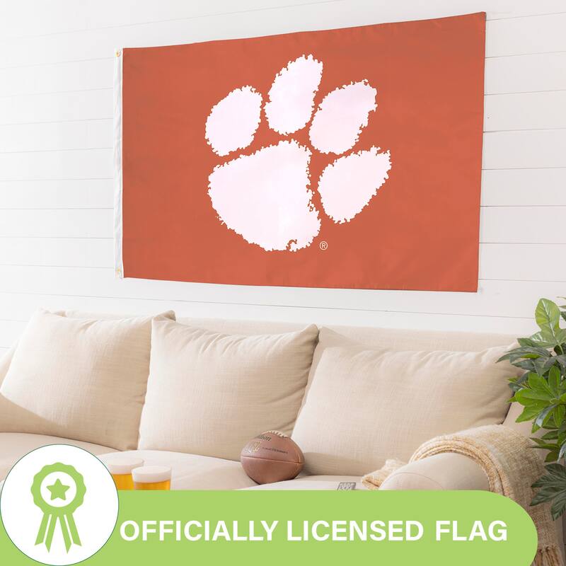 Clemson University Single Sided Flag w/ 2 Grommets, 3'x5'