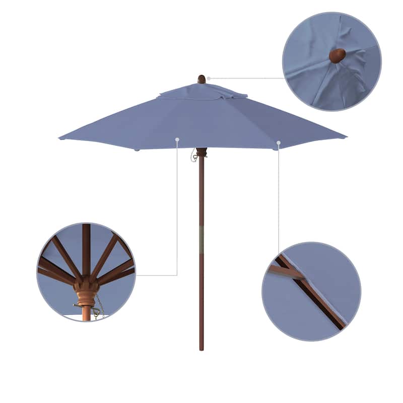 Port Lavaca 7.5ft Round Sunbrella Wooden Patio Umbrella by Havenside Home, Base Not Included
