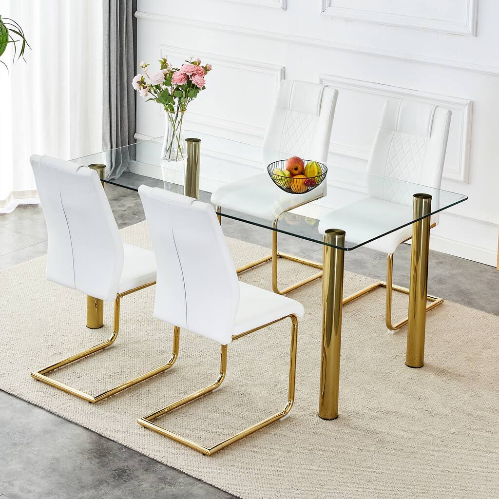 A modern minimalist style glass dining table