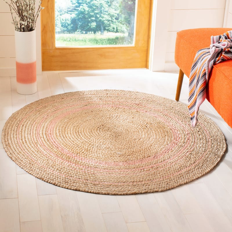 SAFAVIEH Handmade Natural Fiber Koushi Casual Jute Rug - 3' Round - Pink