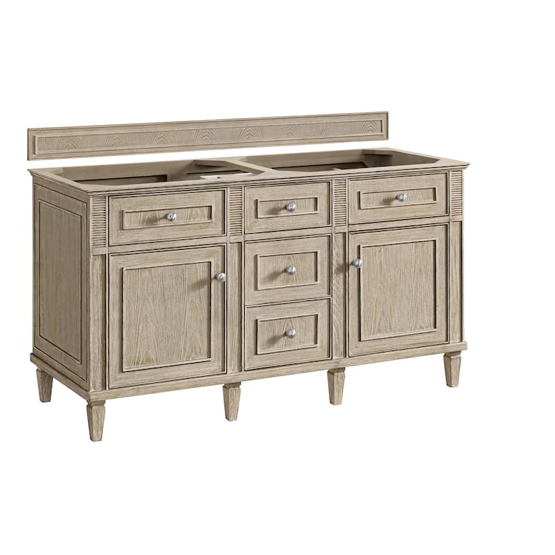 James Martin Vanities Lorelai 60" Double Vanity, Whitewashed Oak - Base Only - No Top.