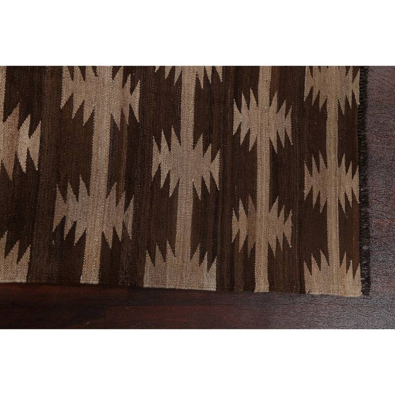 Natural Dye Geometric Tribal Kilim Oriental Wool Area Rug Hand-woven - 4'9" x 6'1"