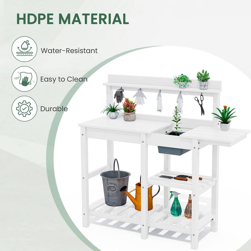 HDPE Patio Outdoor Potting Table, Versatile Gardening Planting Workbench