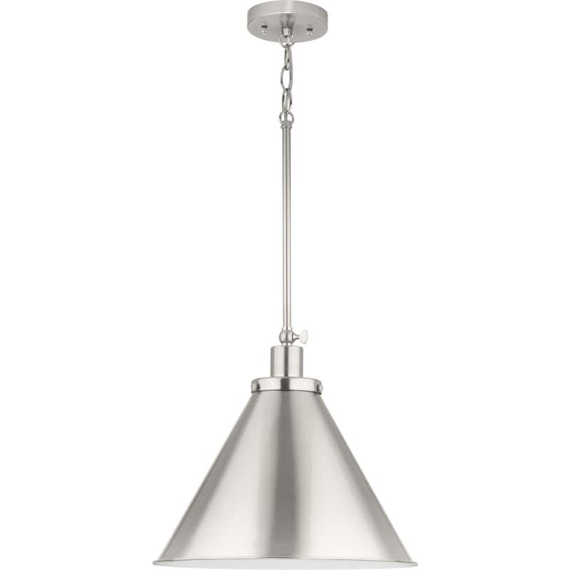 Hinton Collection One-Light Brushed Nickel Modern Farmhouse Pendant - 16 in x 16 in x 14 in
