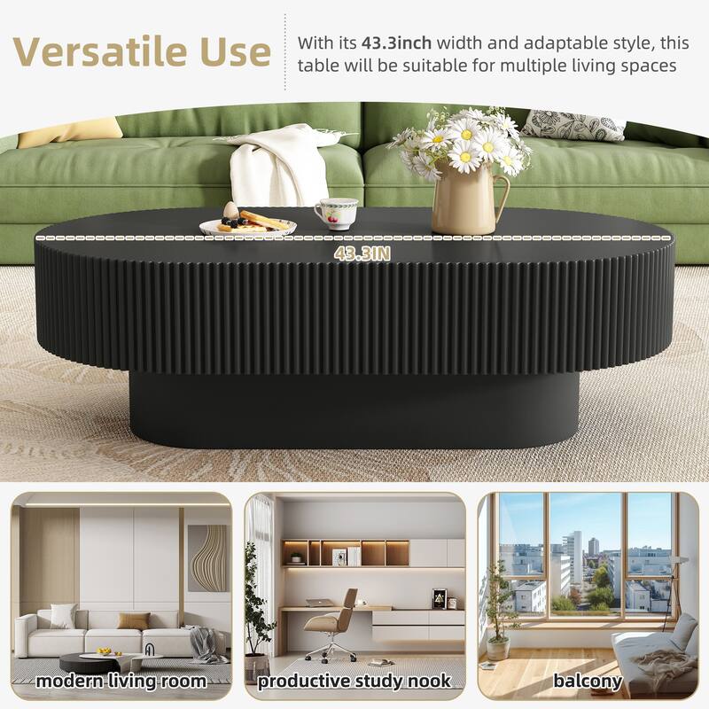 Modern Round Drum Coffee Table with Sturdy Base