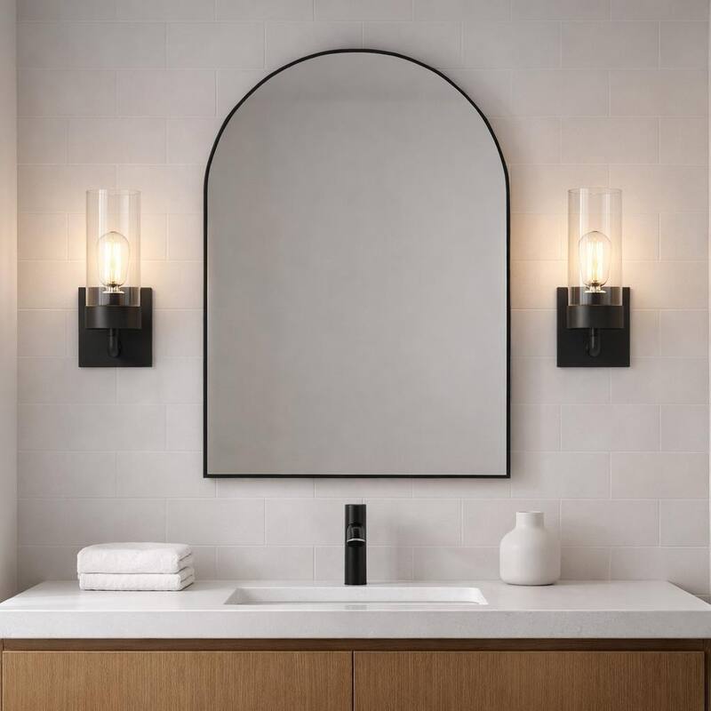 Zertan Single-Light Armed Wall Sconce with Black Metal Finish