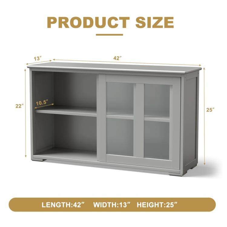 Sideboard Buffet Cupboard Storage Cabinet with Sliding Door - 42" x 13.0" x 24.5" (L x W x H)