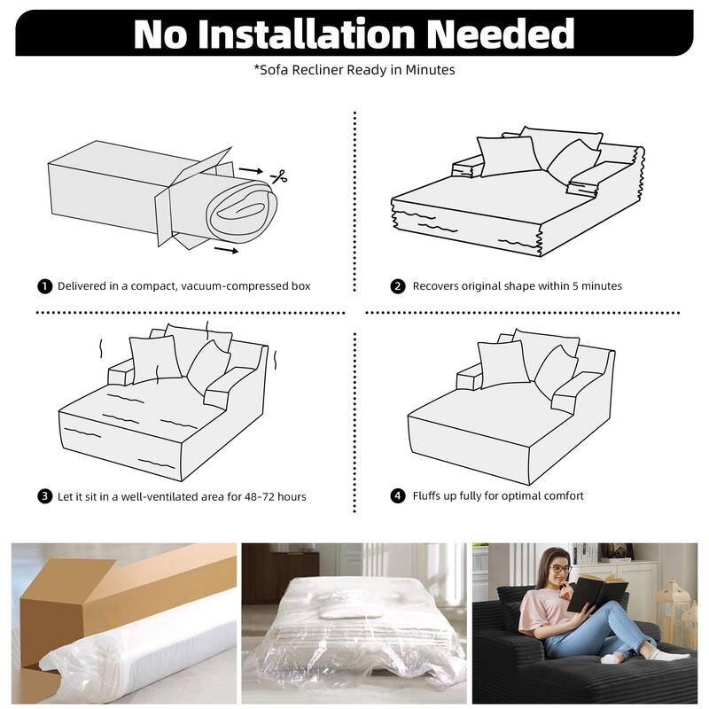 Rossetta Corduroy Upholstered Modern Oversized Chaise Lounge Chair