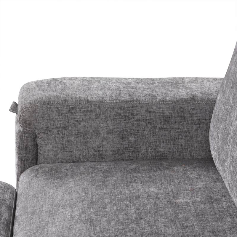 Grey 90.6'' L-Shaped 6-Seater Sofa with Built-In Storage, USB Ports, and Cup Holders, Great for Living Room or Office