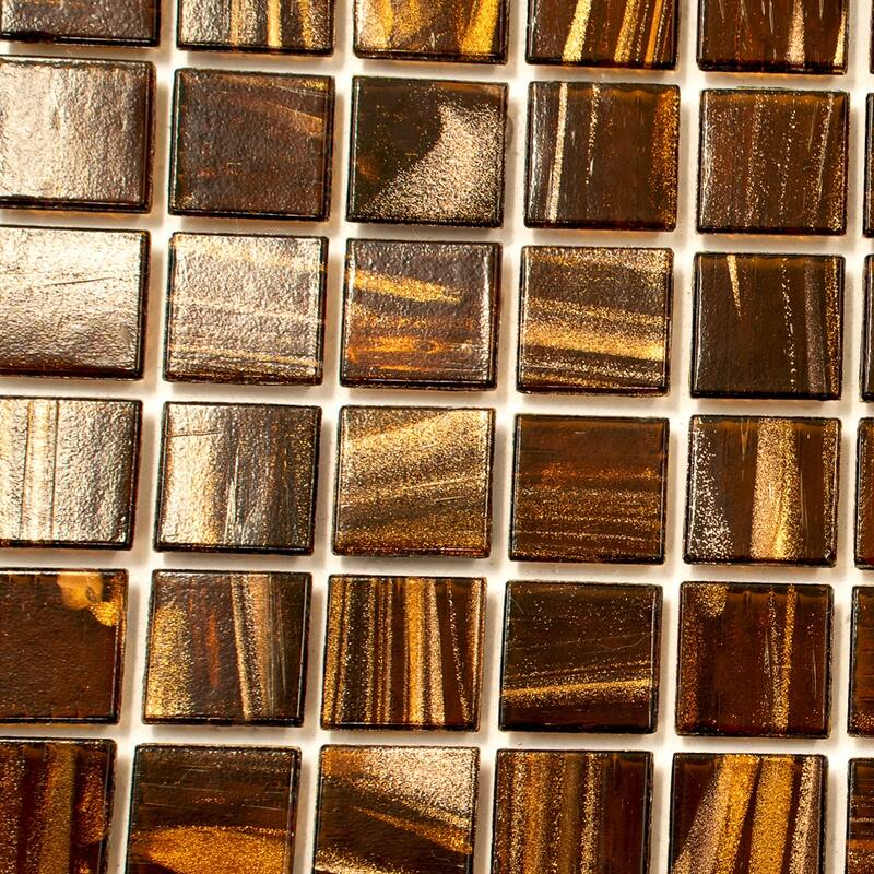Apollo tile 12" x 12" Celestial Glossy Brown Gold Glass Tile (20 sq ft/case) - 20 Pack