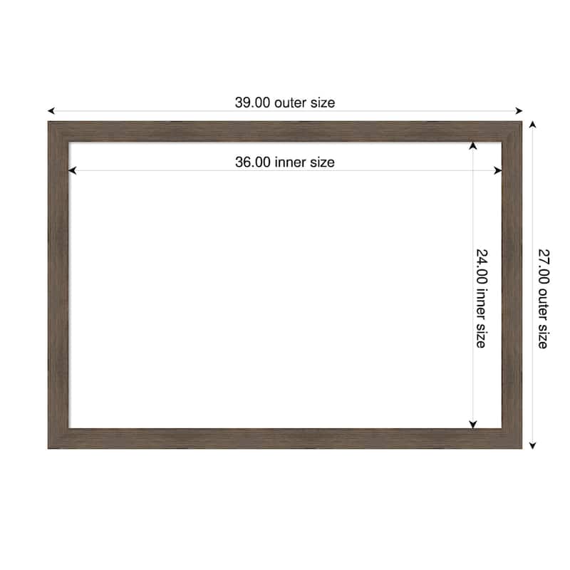 Amanti Art Hardwood Chocolate Narrow Framed Dry Erase Magnetic Board - 39 x 27 in - Hardwood Mocha Narrow