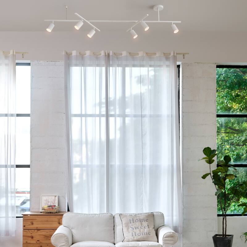 West 64" 6-Light Matte White Track Lighting with Center Swivel Bars - one size